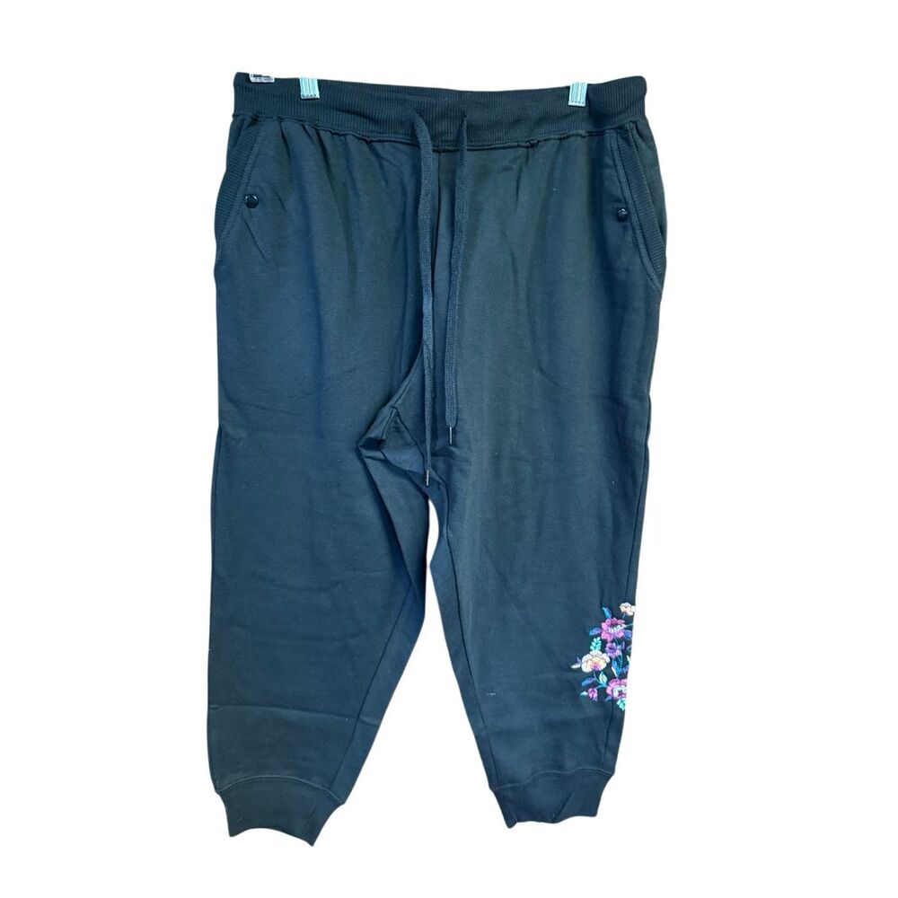 Woman Within embroidery Capri Sweatpants Sz 14-16 Petite NWT